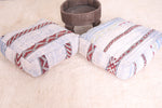 Two Berber woven handwoven kilim rug poufs