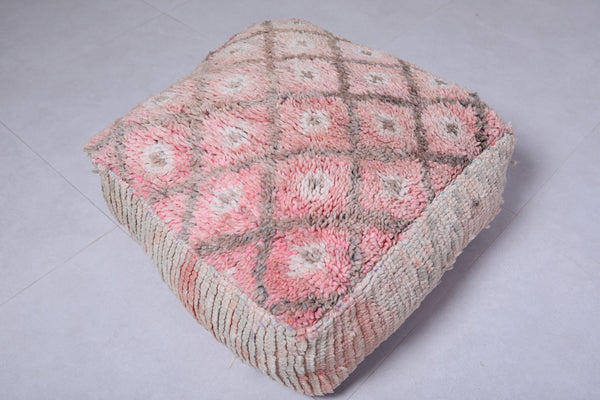 Handmade Berber Moroccan Old Rug Pouf | Vintage Artisan Craft