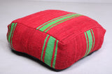 Two Berber Moroccan Red kilim flatwoven red poufs