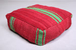 Two Berber Moroccan Red kilim flatwoven red poufs