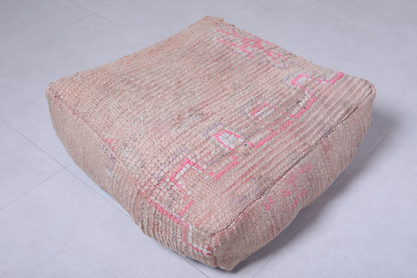 Moroccan Berber Handmade Old Rug Azilal Pouf | Vintage Geometric Patterns