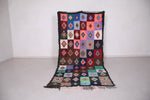 Colorful berber Moroccan boucherouite rug 4.7 FT X 9.8 FT