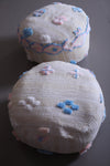 Two Handwoven berber moroccan round poufs
