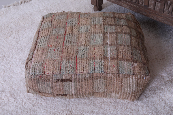 Moroccan Handmade Berber Rug Brown Pouf | Artisan Craft with Earthy Elegance