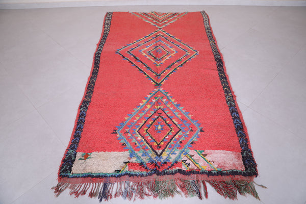 Red Handmade Berber Moroccan Rug – 4.1 FT X 7.4 FT