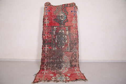 Hallway old handmade moroccan berber rug - 3.4 FT X 8.3 FT