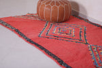 Red handmade berber Moroccan Rug 4.1 FT X 7.4 FT