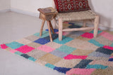 Vintage Moroccan Contemporary Rug 4.8 x 8.2 ft - Colorful Patchwork