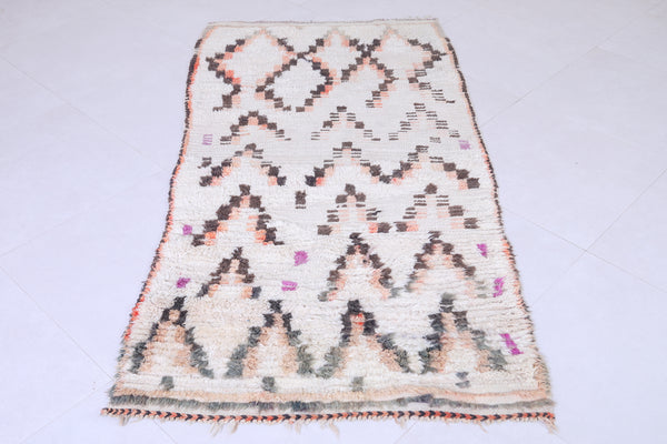 Vintage handmade Moroccan rug – 3.4 x 6.7 FT | Geometric berber wool rug