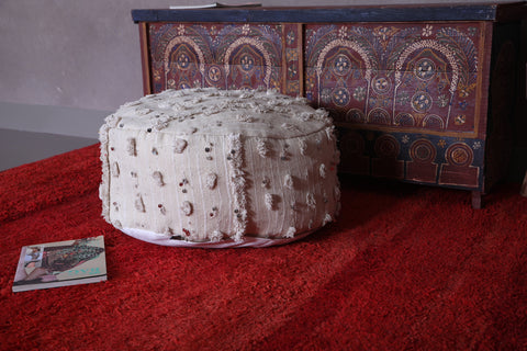 Moroccan handwoven berber old round pouf