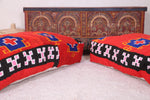 Two moroccan handmade berber poufs rug ottoman