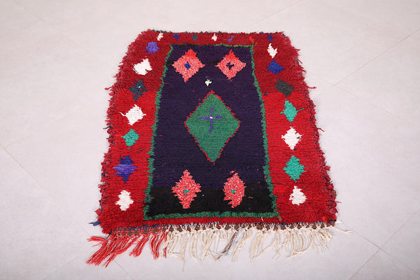 Small hand-knotted azilal Moroccan rug - Bold tribal design | 2.6 FT X 3.9 FT