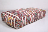 Two moroccan poufs berber ottoman handmade rug