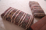Two moroccan poufs berber ottoman handmade rug