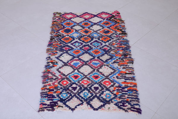 Colourful vintage handmade moroccan berber rug 2.7 FT X 5 FT