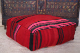 Berber moroccan old kilim handwoven red pouf