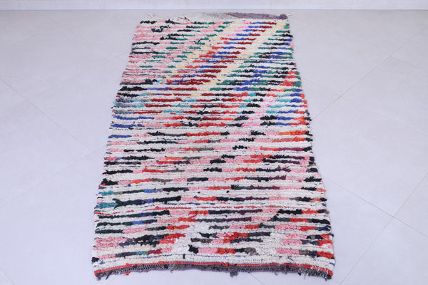 Colorful striped Moroccan runner rug – 3.2 x 6.8 FT | Handmade vintage decor