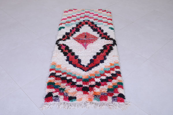 Colorful handmade Moroccan runner rug – 2.3 x 5.9 FT, vibrant geometric design