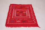 Red Moroccan Kilim rug 3.1 FT X 4.7 FT
