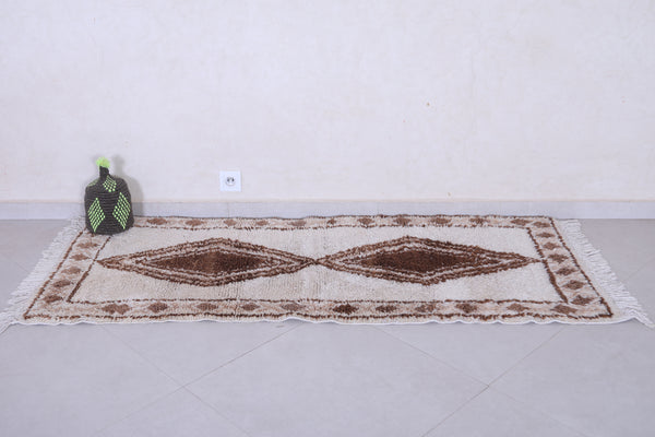 Vintage Moroccan berber runner rug – 2.3 x 6.2 FT, neutral tones with diamond motif