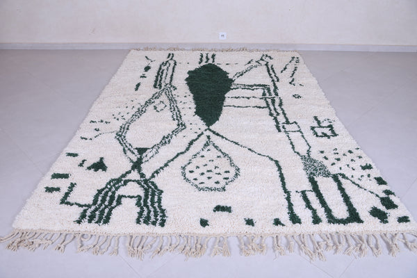 White and green Moroccan carpet - Custom handmade rug