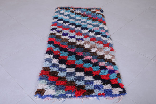 Vintage handmade colourful moroccan runner rug 2.4 FT X 5.6 FT
