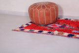 Red vintage handmade runner rug 3 FT X 9.8 FT