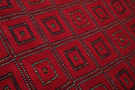 Red hassira berber moroccan rug - 6.6 FT X 11.3 FT