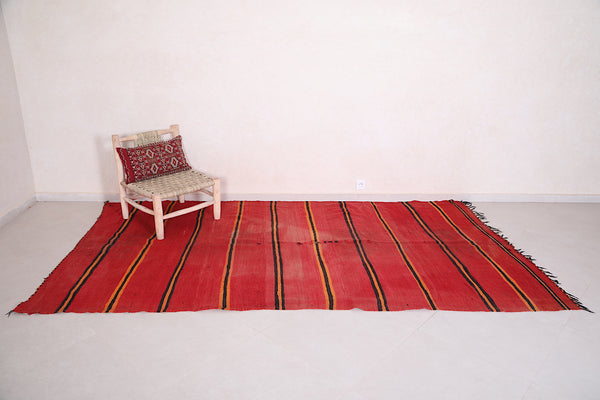 Runner red handmade moroccan berber rug - 5.8 FT X 10.6 FT