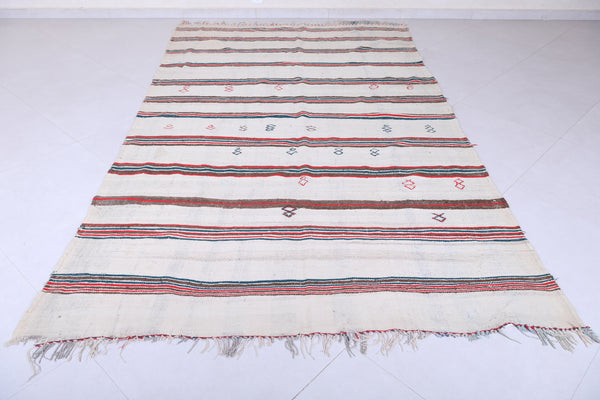 Vintage handmade Moroccan rug 5.9 x 9.7 FT – Striped bohemian design