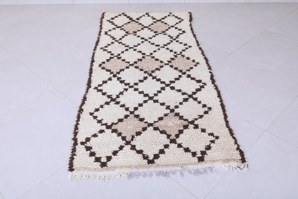 Elegant Moroccan berber rug – 2.8 x 6.3 ft, neutral diamond pattern