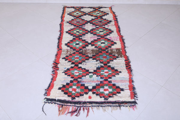 Handwoven Moroccan berber rug 2.7 x 6.5 ft colorful geometric design