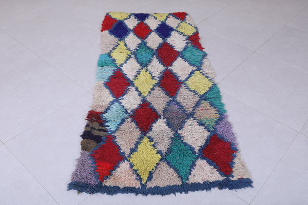 Vibrant Moroccan Berber Rug with Colorful Diamond Pattern – 2.6 x 5.9 ft