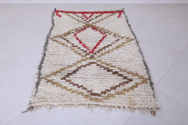 Authentic Moroccan Berber Rug - Tribal Design in Red & Earth Tones 3.1 x 4.5 ft