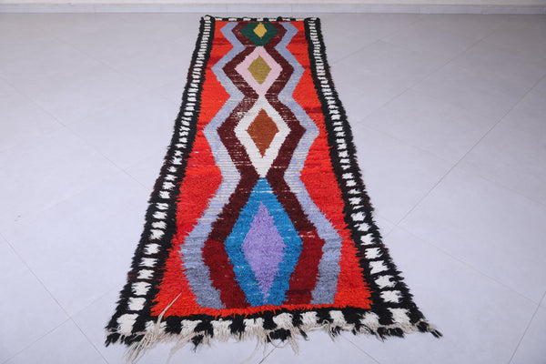 Moroccan Berber Runner Rug – 3.2 x 10.2 ft | Vibrant Diamond Pattern