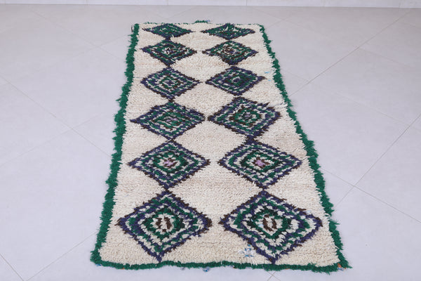 Unique Moroccan Berber Rug - Green Diamond Pattern 2.7 x 6.4 ft