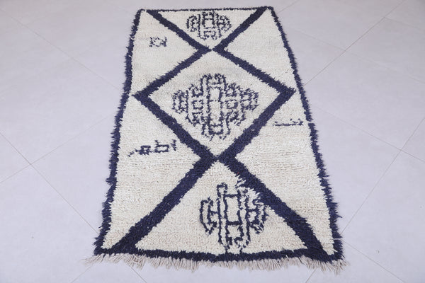 3 x 6.2 Feet Moroccan Berber Rug - Diamond Pattern with Tribal Motifs