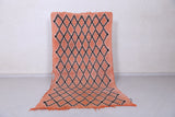 Handwoven Moroccan Berber Rug – Orange Diamond Pattern Rug 3.4 x 6.8 ft