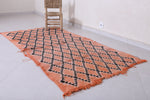 Handwoven Moroccan Berber Rug – Orange Diamond Pattern Rug 3.4 x 6.8 ft