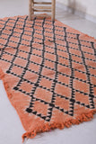 Handwoven Moroccan Berber Rug – Orange Diamond Pattern Rug 3.4 x 6.8 ft