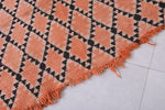 Handwoven Moroccan Berber Rug – Orange Diamond Pattern Rug 3.4 x 6.8 ft