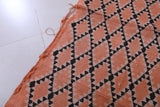 Handwoven Moroccan Berber Rug – Orange Diamond Pattern Rug 3.4 x 6.8 ft