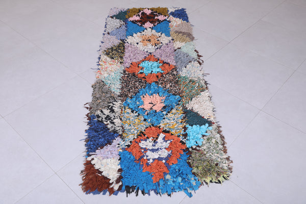 Handmade Moroccan berber boucherouite rug – Colorful shaggy 2.3 x 6.4 ft