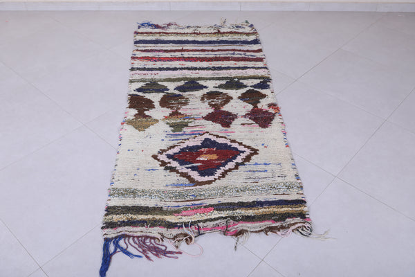 2.8 x 6.3 ft Moroccan Berber Rug – Striped and Geometric Diamond Design