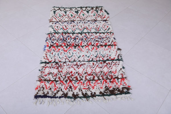 2.8 X 5.7 Feet Moroccan Berber Rug - Handwoven Colorful Zigzag Design