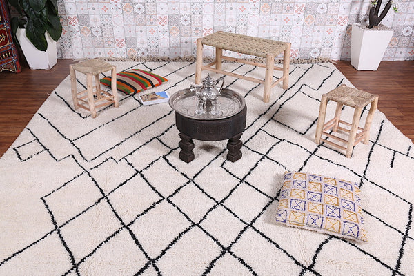 Black striped Creamy Custom Moroccan Rug