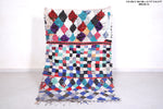 colorful moroccan berber Boucherouite rug 3.7 FT X 6.3 FT