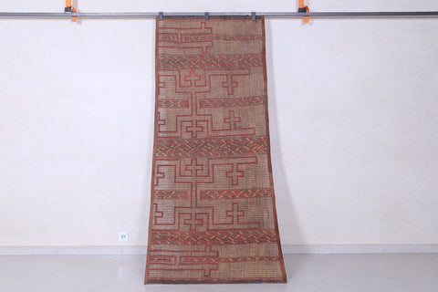 Vintage handmade moroccan tuareg rug 3.2 X 7.8 Feet