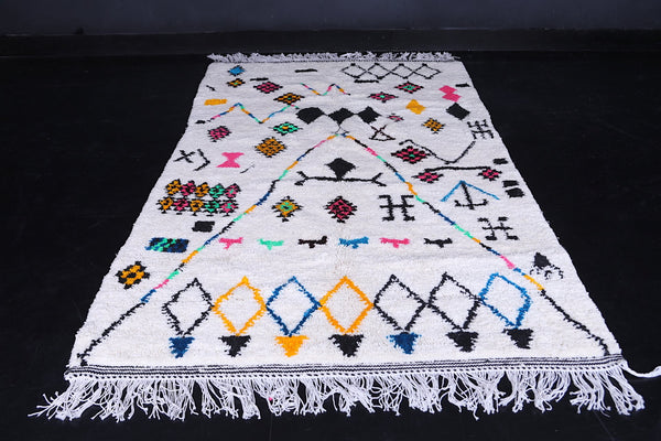 Moroccan azilal rug – 4.9 x 8.3 ft Handwoven tribal geometric carpet