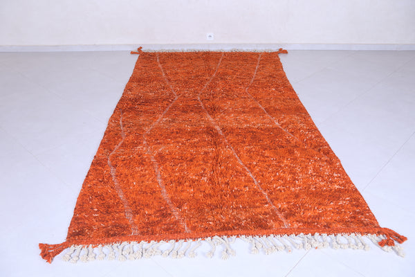 Moroccan beni ourain wool rug – 5.2 x 10 ft vibrant orange handmade carpet